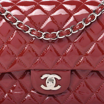 Chanel Patent Calfskin Quilted Medium Double Flap Dark Red 10 of 10