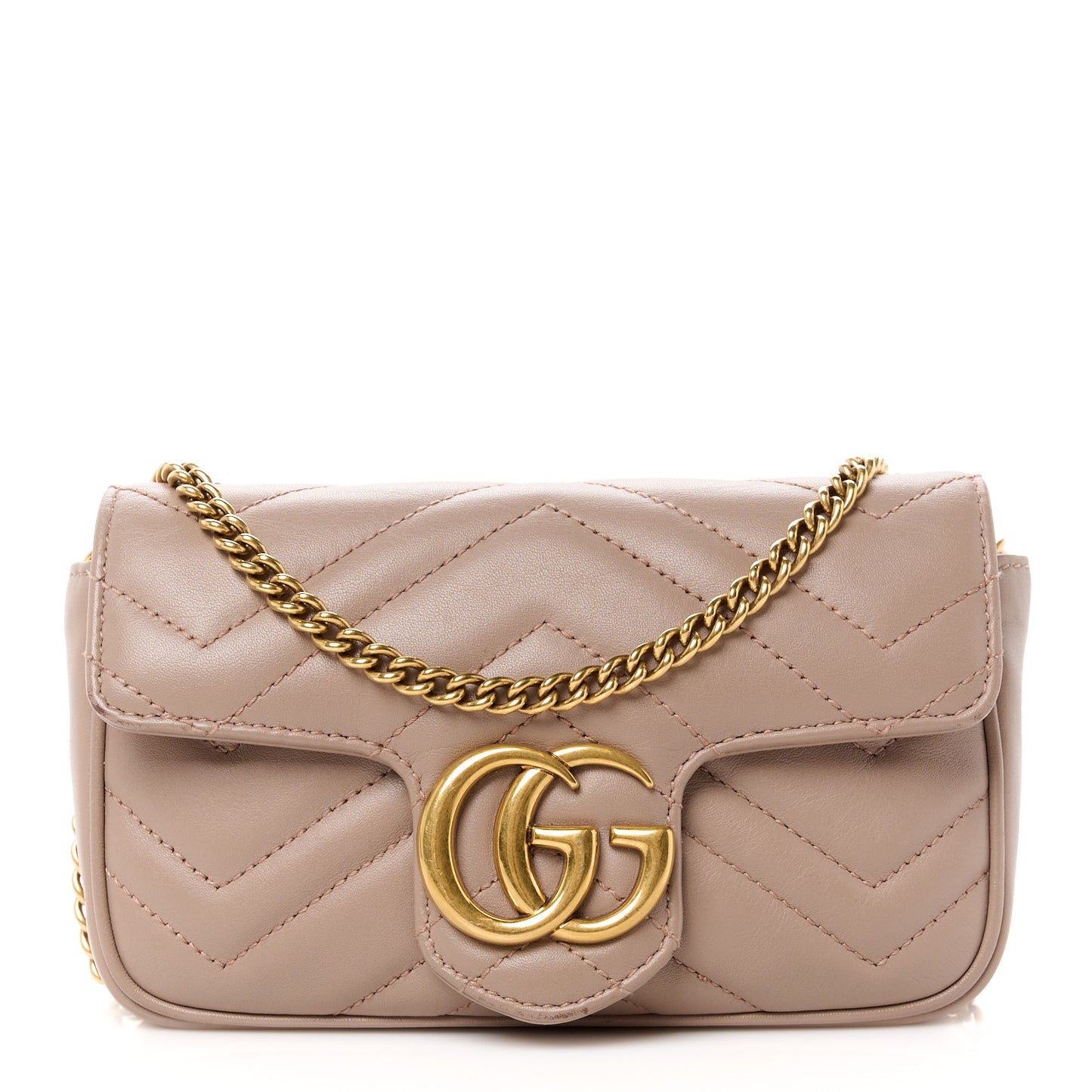 Calfskin Matelasse Super Mini GG Marmont Shoulder Bag Porcelain Rose