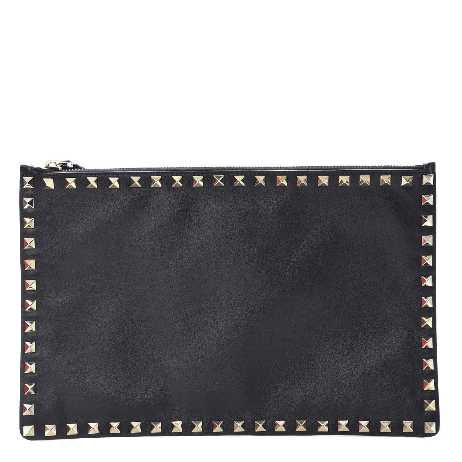 Valentino Garavani Vitello Large Rockstud Zip Pouch Black 1 of 8