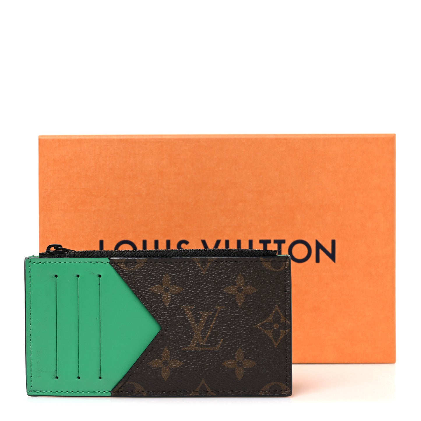 Monogram Calfskin Coin Card Holder Minty Green