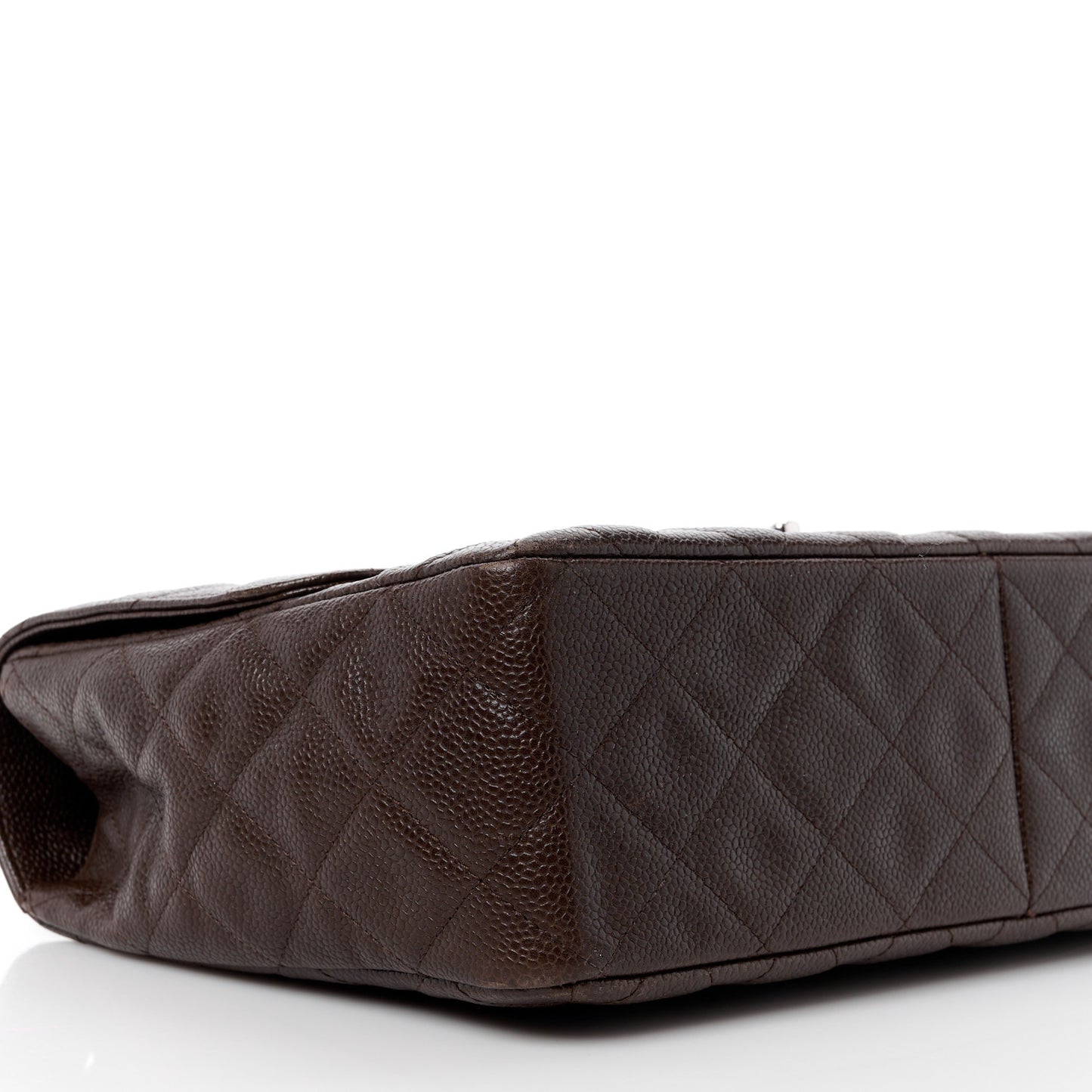 Caviar Quilted Jumbo Single Flap Dark Brown