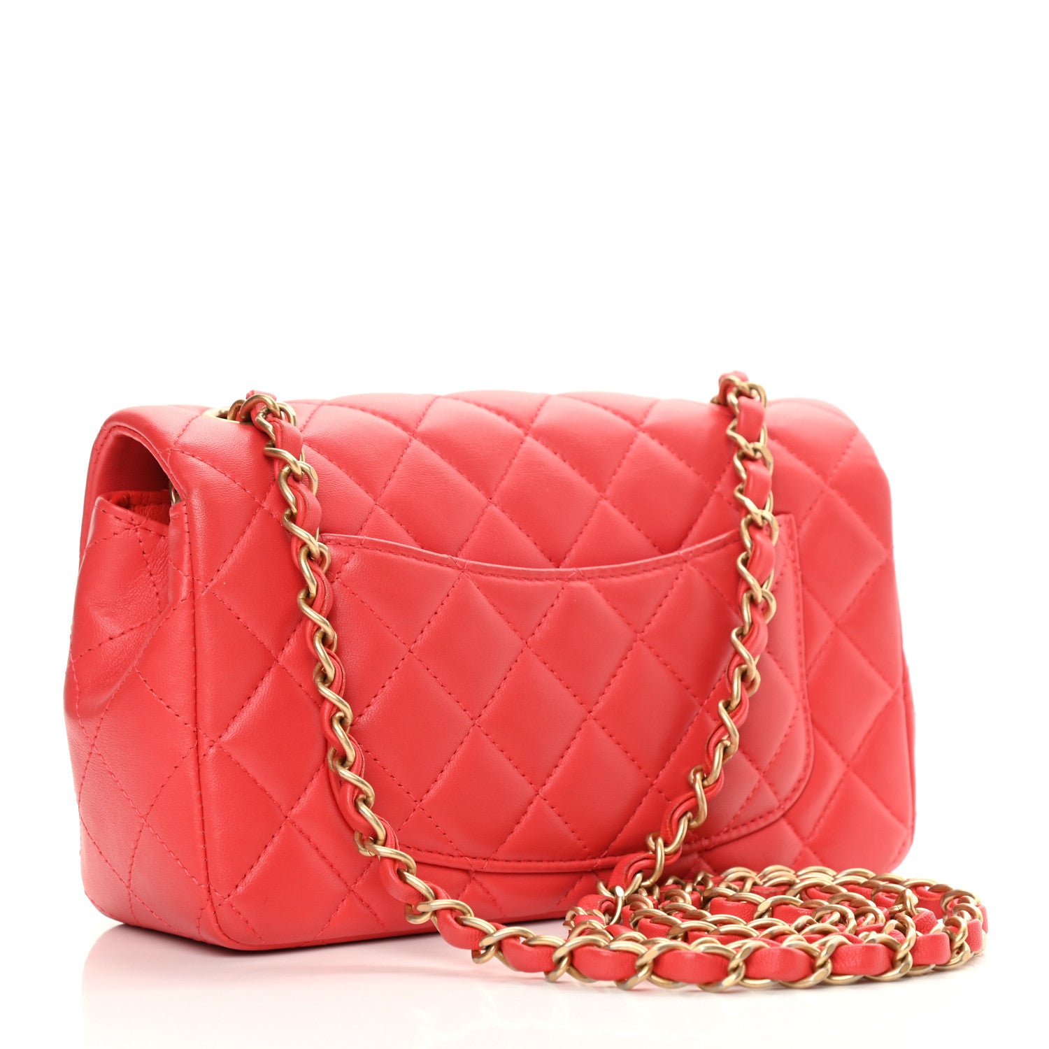 Chanel Lambskin Quilted Mini Rectangular Flap Red 4 of 13