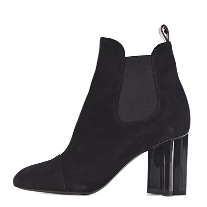 Louis Vuitton Suede Monogram Uniformes Cap Toe Chelsea 80mm Ankle Boots 37.5 Black 1 of 8