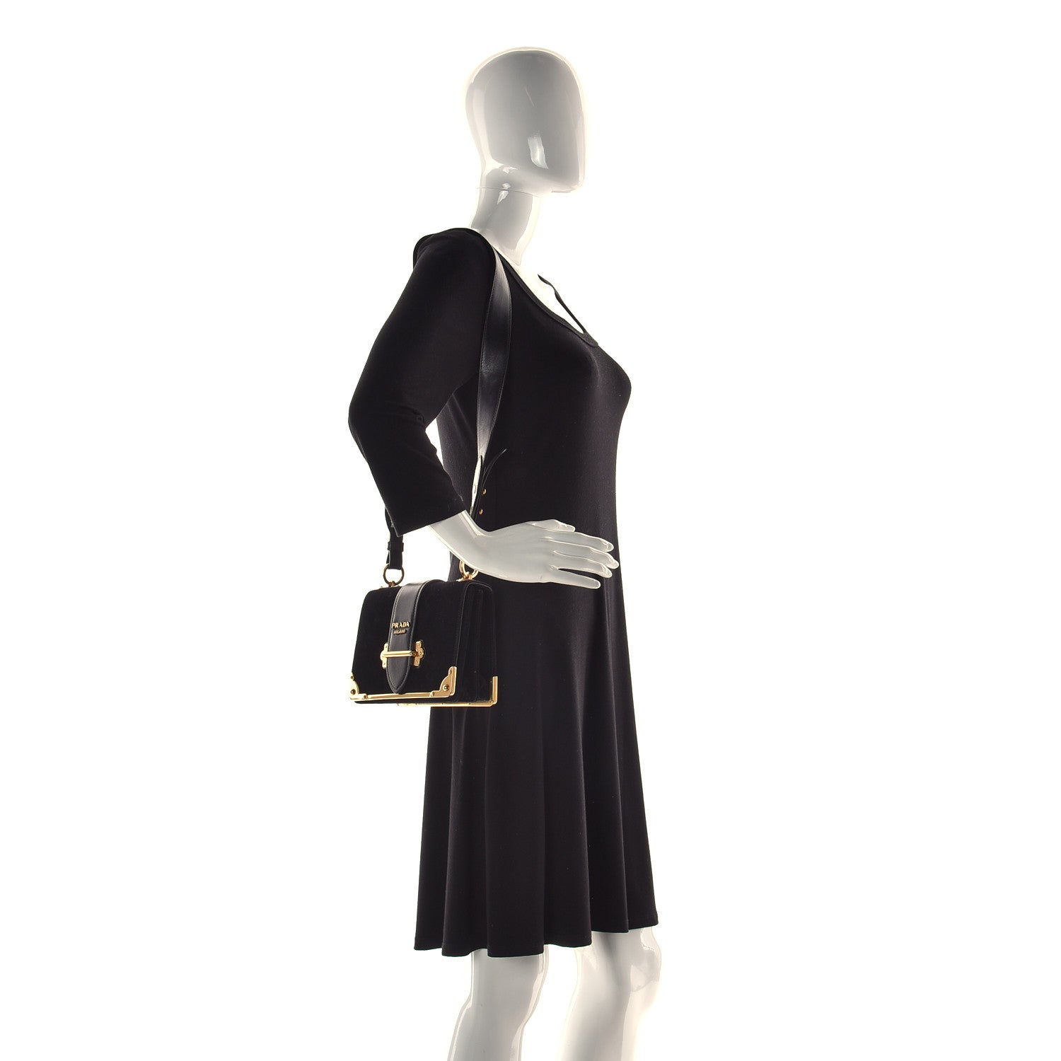 Prada Velvet City Calfskin Cahier Bag Black 2 of 9