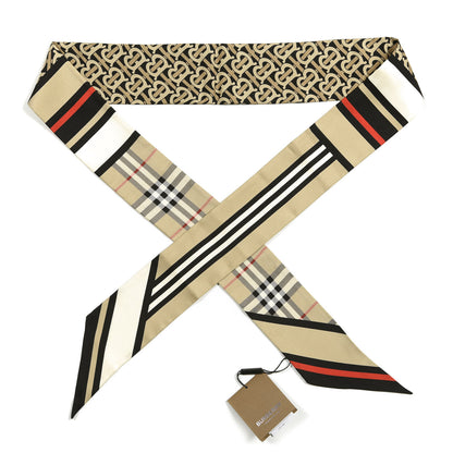Burberry Silk Montage Print Skinny Scarf Archive Beige 1 of 2