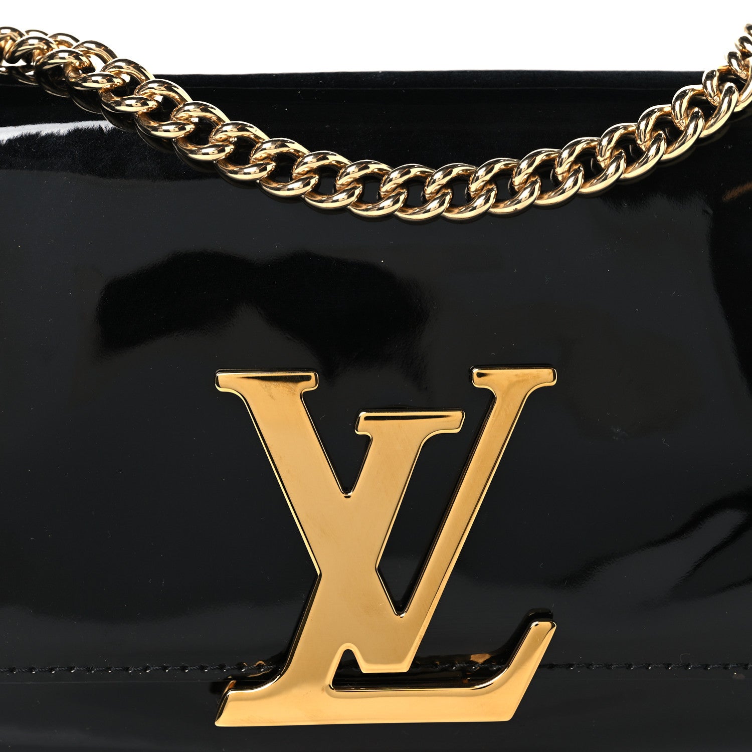 Louis Vuitton Patent Louise PM Chain Clutch Black 7 of 9