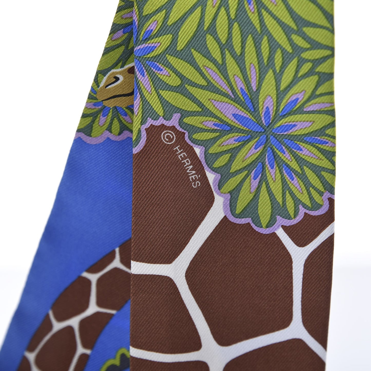 Silk The Three Graces Twilly Bleu Vert Marron