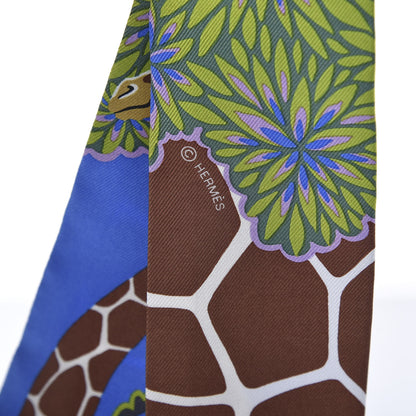 Hermes Silk The Three Graces Twilly Bleu Vert Marron 4 of 4