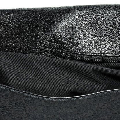 Gucci Monogram Calfskin Double Buckle Flap Messenger Bag Black 6 of 8