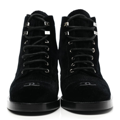Chanel Velvet CC Cap Toe Boots 38 Black 2 of 10