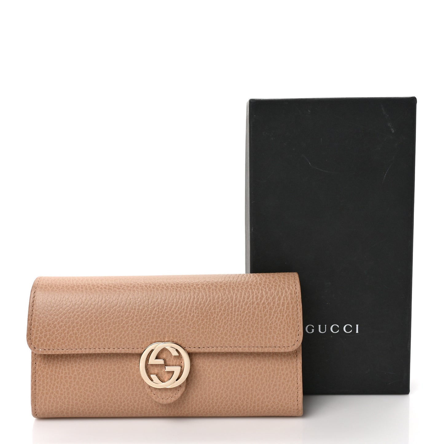 Dollar Calfskin Interlocking G Continental Wallet Camelia