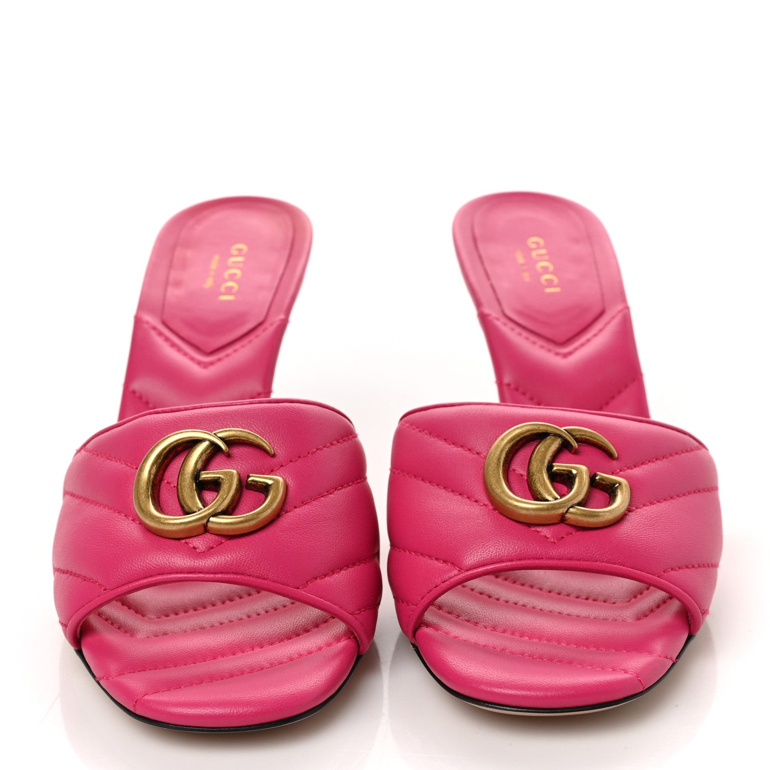 Gucci Nappa Matelasse GG Marmont 75mm Slide Sandals 37.5 Box Pink 2 of 8