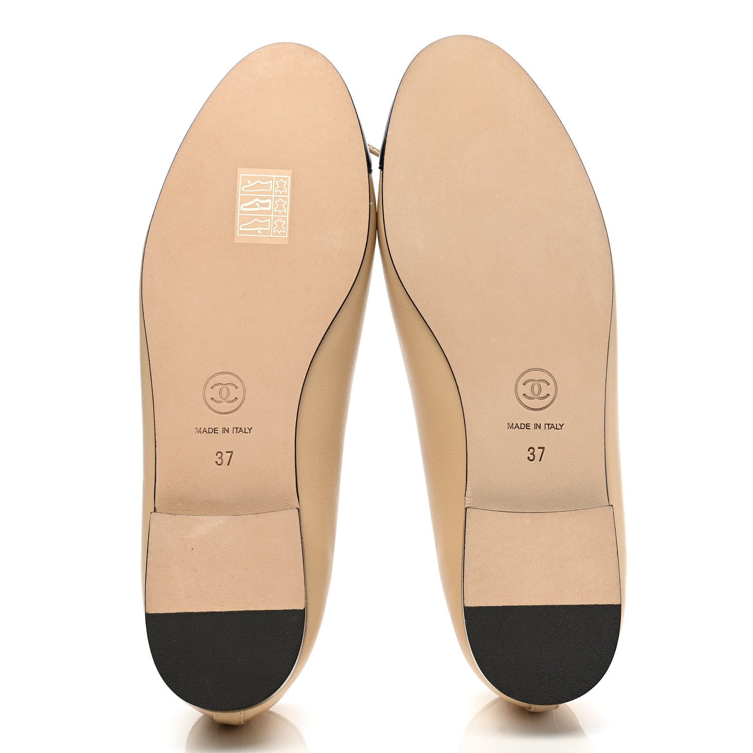 Chanel Lambskin Cap Toe CC Ballerina Flats 37 Beige Black 5 of 9