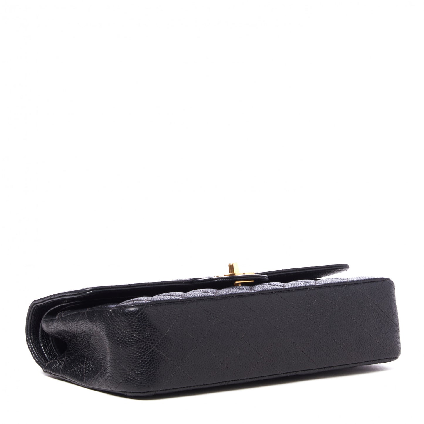 Caviar Quilted Medium Double Flap Black