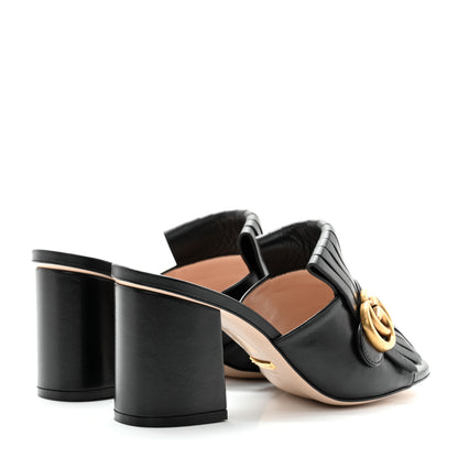 Gucci Malaga Kid GG Marmont Fringe 75mm Slide Sandals 37 Black 4 of 8
