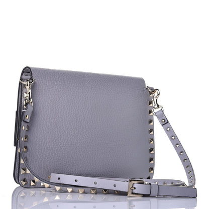Valentino Garavani Pebbled Calfskin Rockstud Side Slip Crossbody Pastel Grey 3 of 8