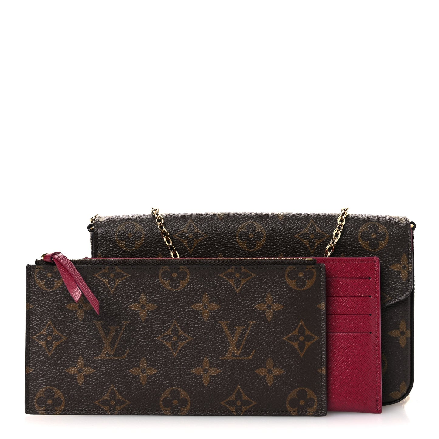 Monogram Pochette Felicie Chain Wallet Fuchsia