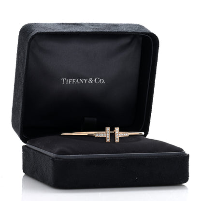 Tiffany 18K Rose Gold Diamond T Wire Bracelet 4 of 4