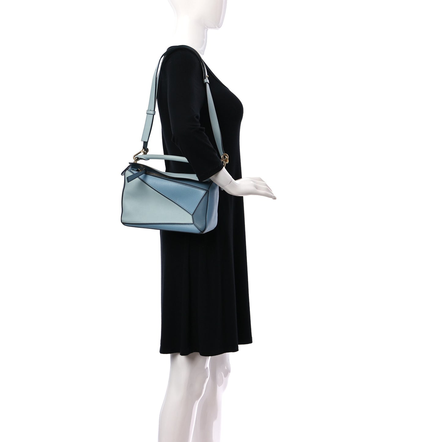 Calfskin Small Puzzle Bag Aqua Light Blue Stone Blue