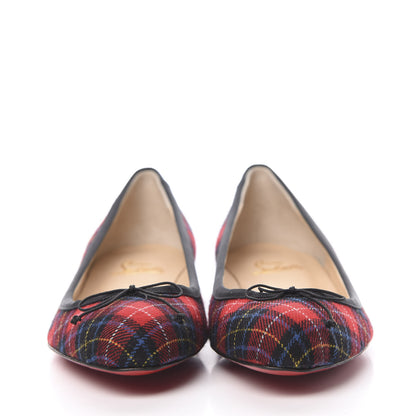 Christian Louboutin Tartan Rosella Flats 40.5 Crimson 2 of 7