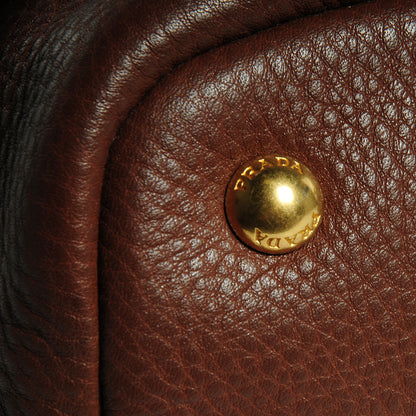 Prada Vitello Daino Side Zip Shopping Tote Palissandro 5 of 16