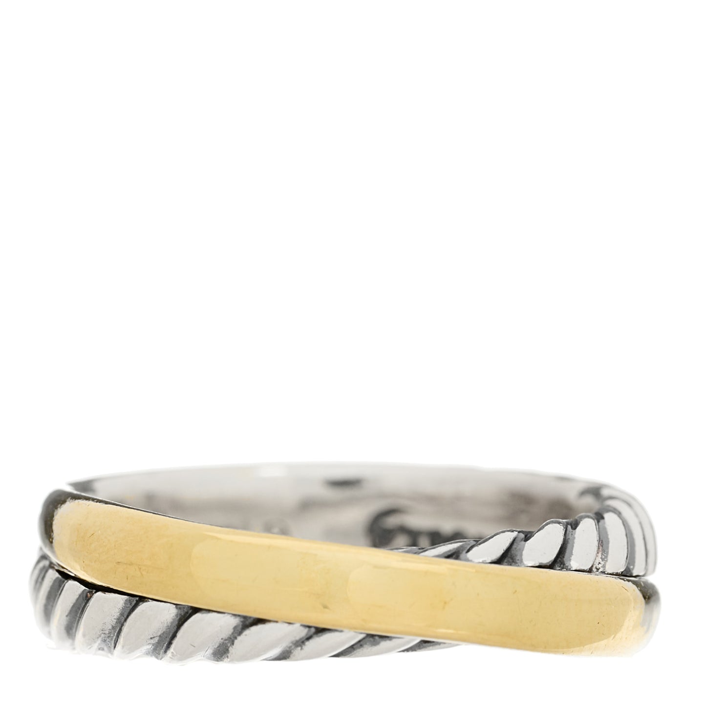 Sterling Silver 18K Yellow Gold Crossover Ring 52 6