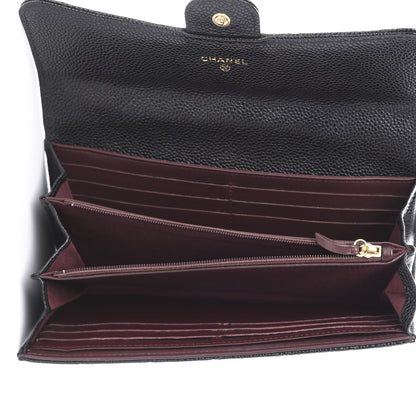 Chanel Caviar Quilted Large Flap Gusset Wallet Black 5 of 9