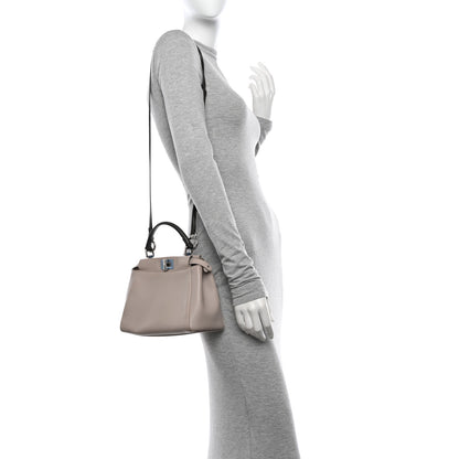 Fendi Nappa Colorblock Mini Peekaboo Iconic Satchel Grigio Polvere Carbone Bloody Mary 2 of 18