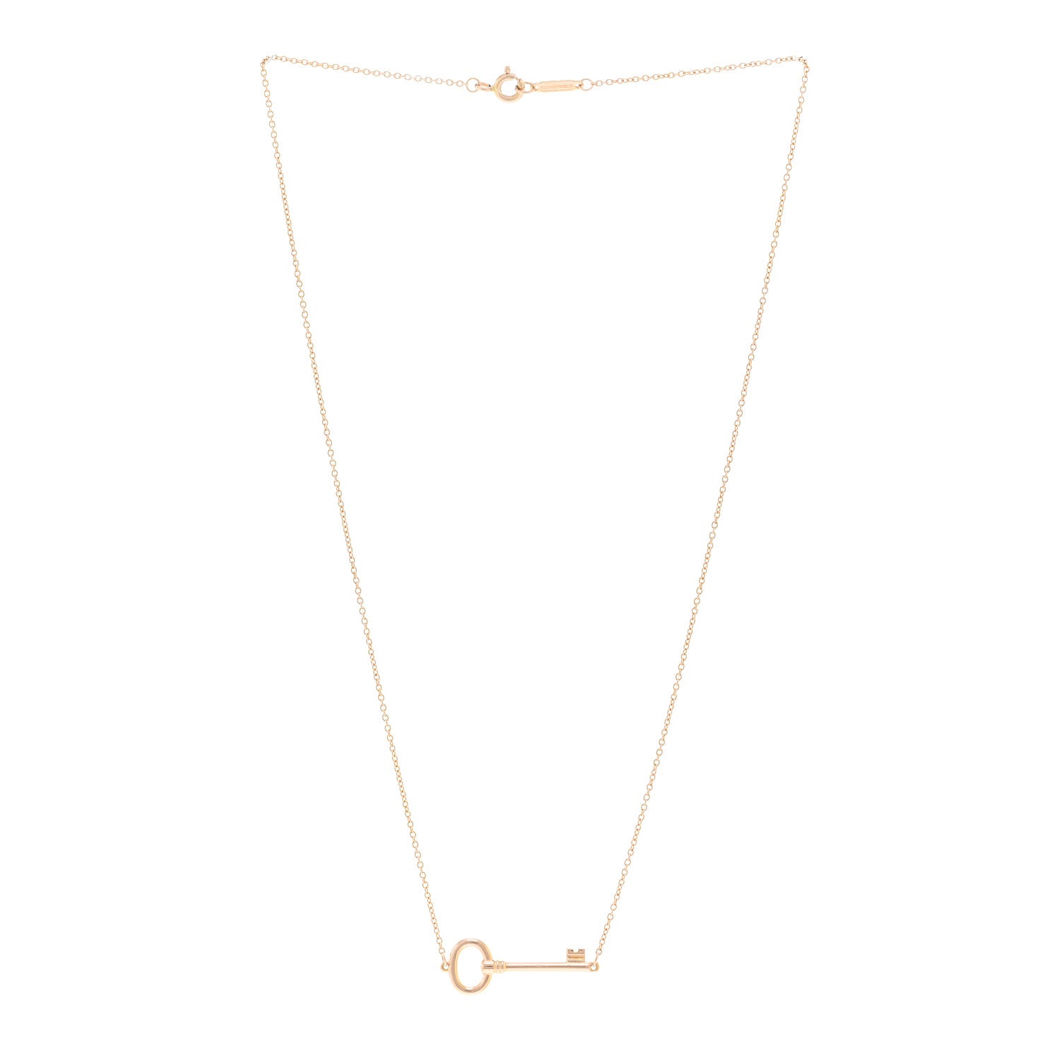 Tiffany 18K Rose Gold Small Oval Key Station Pendant Necklace 3 of 4