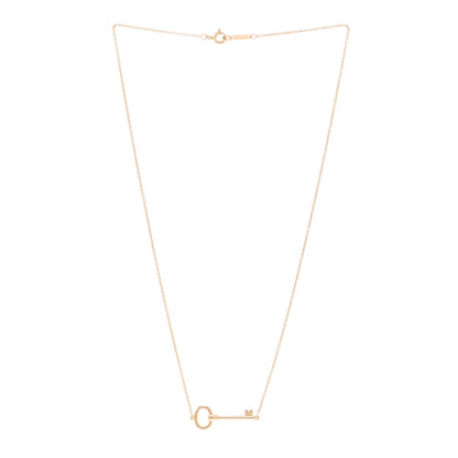 Tiffany 18K Rose Gold Small Oval Key Station Pendant Necklace 3 of 4