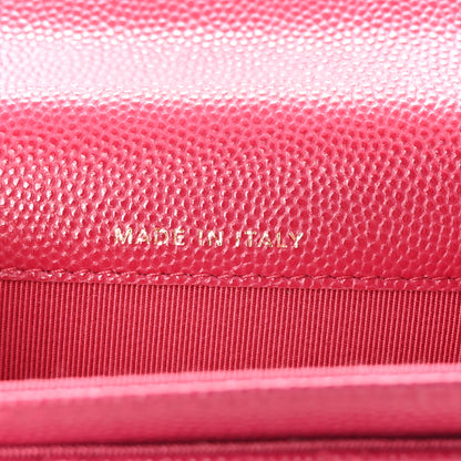 Chanel Caviar Quilted Flap Card Holder Wallet Dark Pink 7 of 9