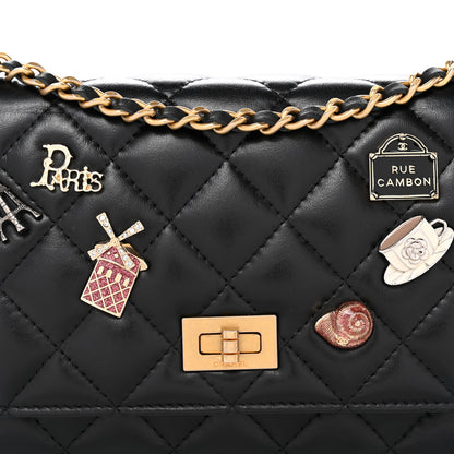 Chanel Aged Calfskin Quilted Lucky Charms 2.55 Reissue Wallet On Chain WOC Black 9 of 11