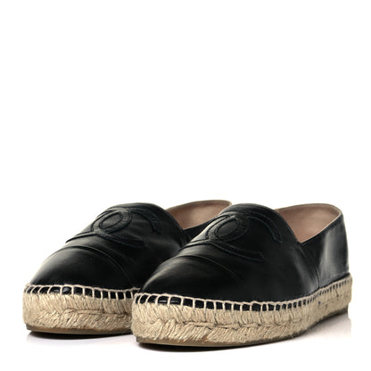 Chanel Lambskin CC Espadrilles 38 Black 3 of 9