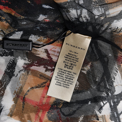 Burberry Cotton Paint Scribble Print Square Scarf Antique Yellow 3 of 4