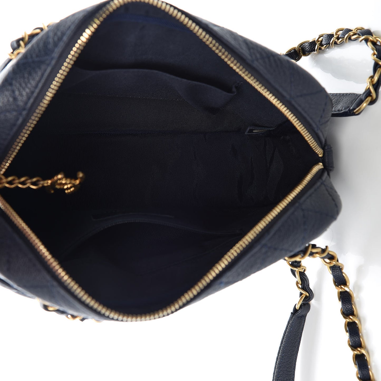 Caviar Quilted Camera Case Dark Navy