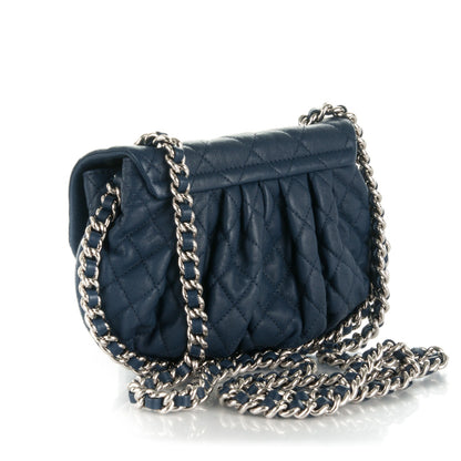 Chanel Washed Lambskin Quilted Mini Chain Around Flap Navy Blue 2 of 11