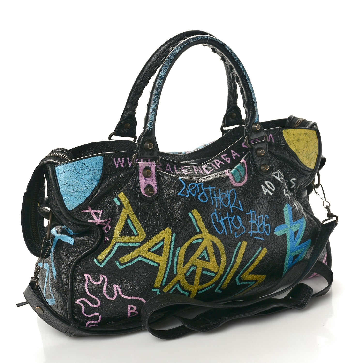 Balenciaga Agneau Graffiti All Over Classic Hardware City Black Multicolor 4 of 11