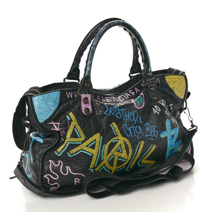 Balenciaga Agneau Graffiti All Over Classic Hardware City Black Multicolor 4 of 11