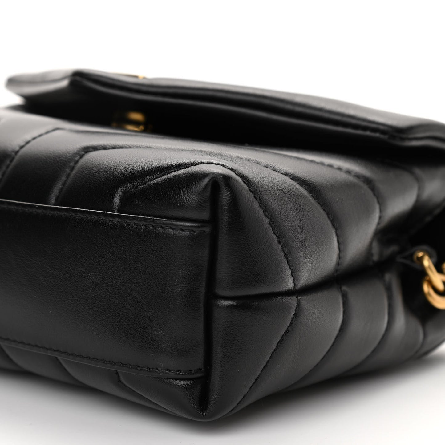 Calfskin Y Quilted Monogram Toy Loulou Crossbody Bag Black