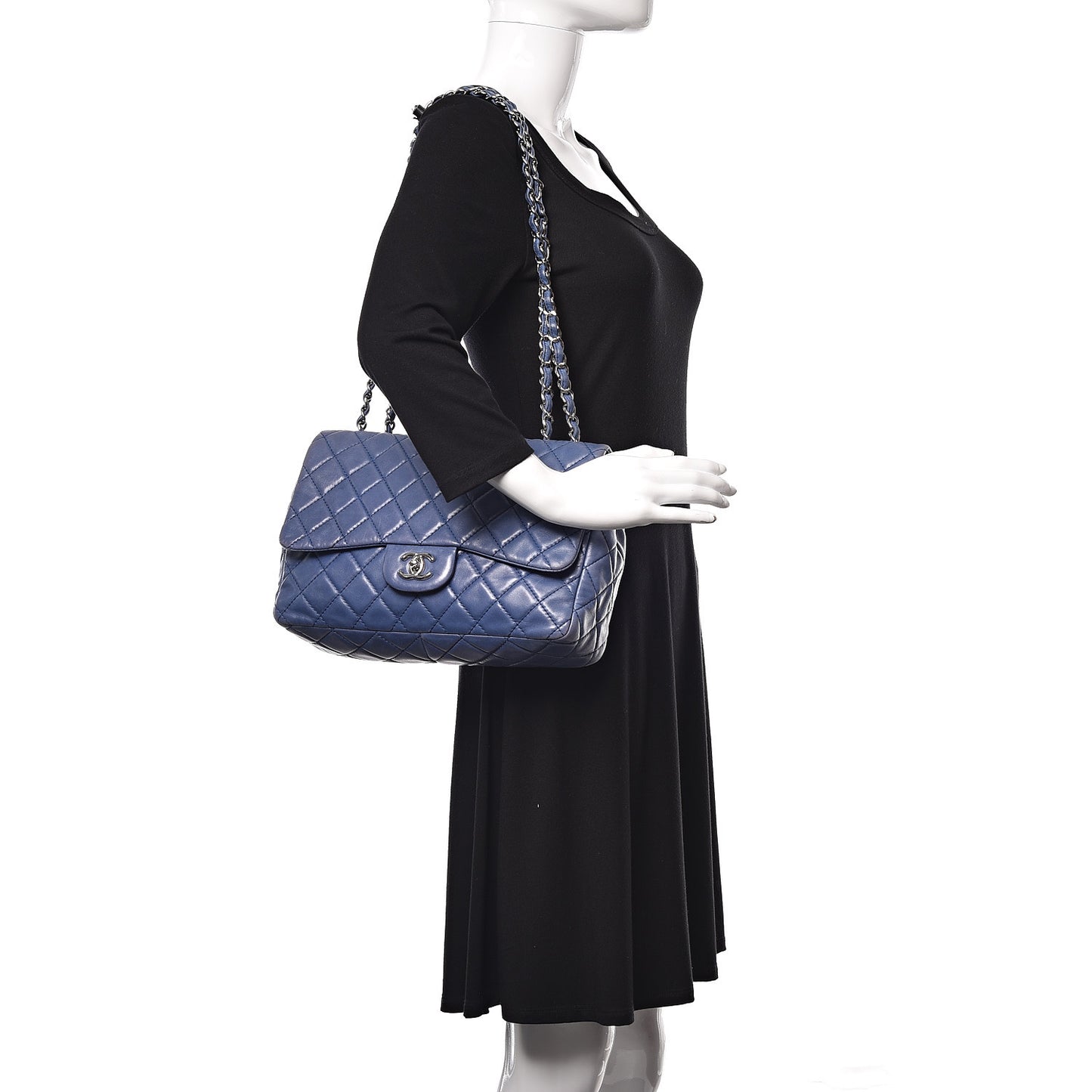 Lambskin Jumbo Single Flap Blue