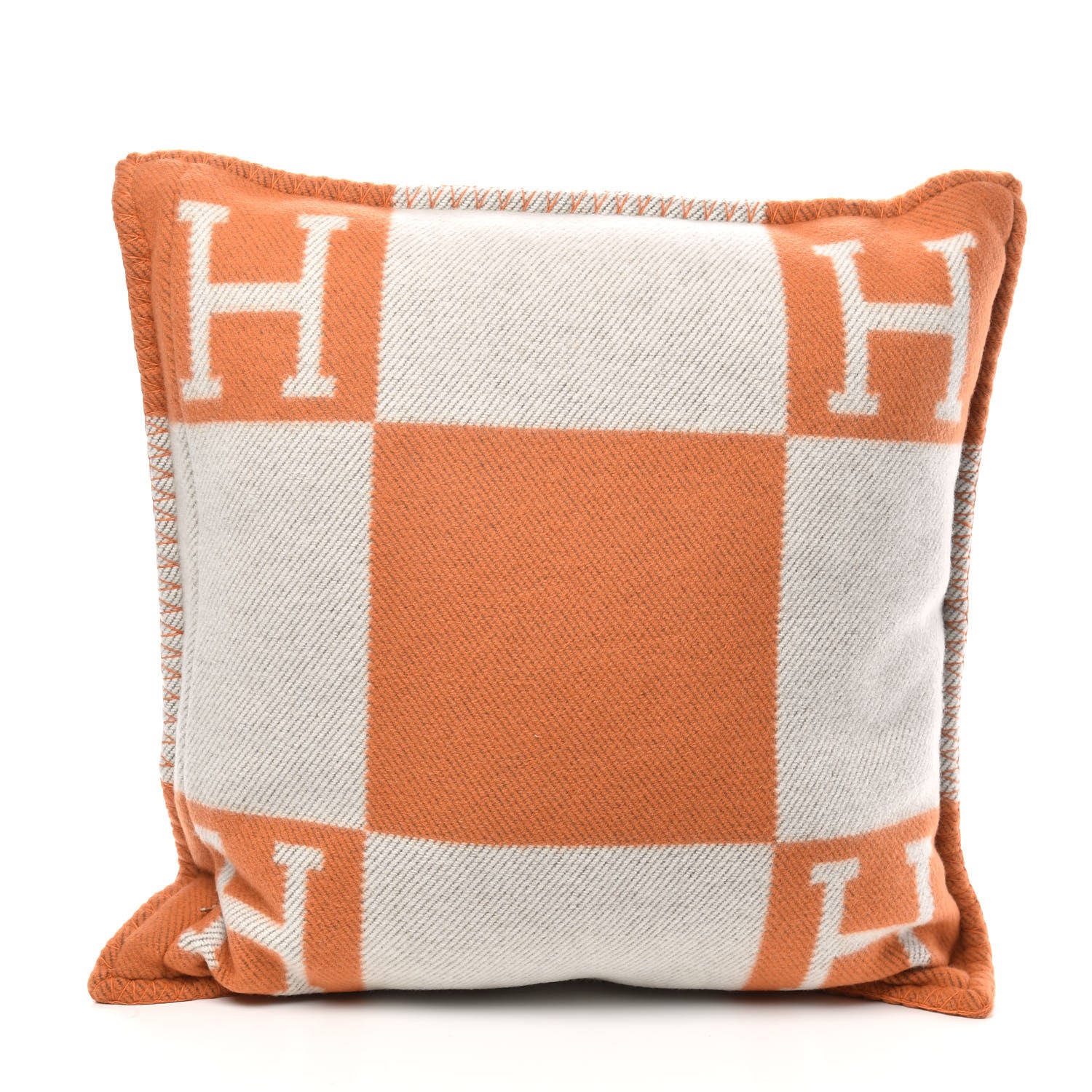 Hermes Wool Cashmere Avalon Pillow PM Ecru Potiron 2 of 3