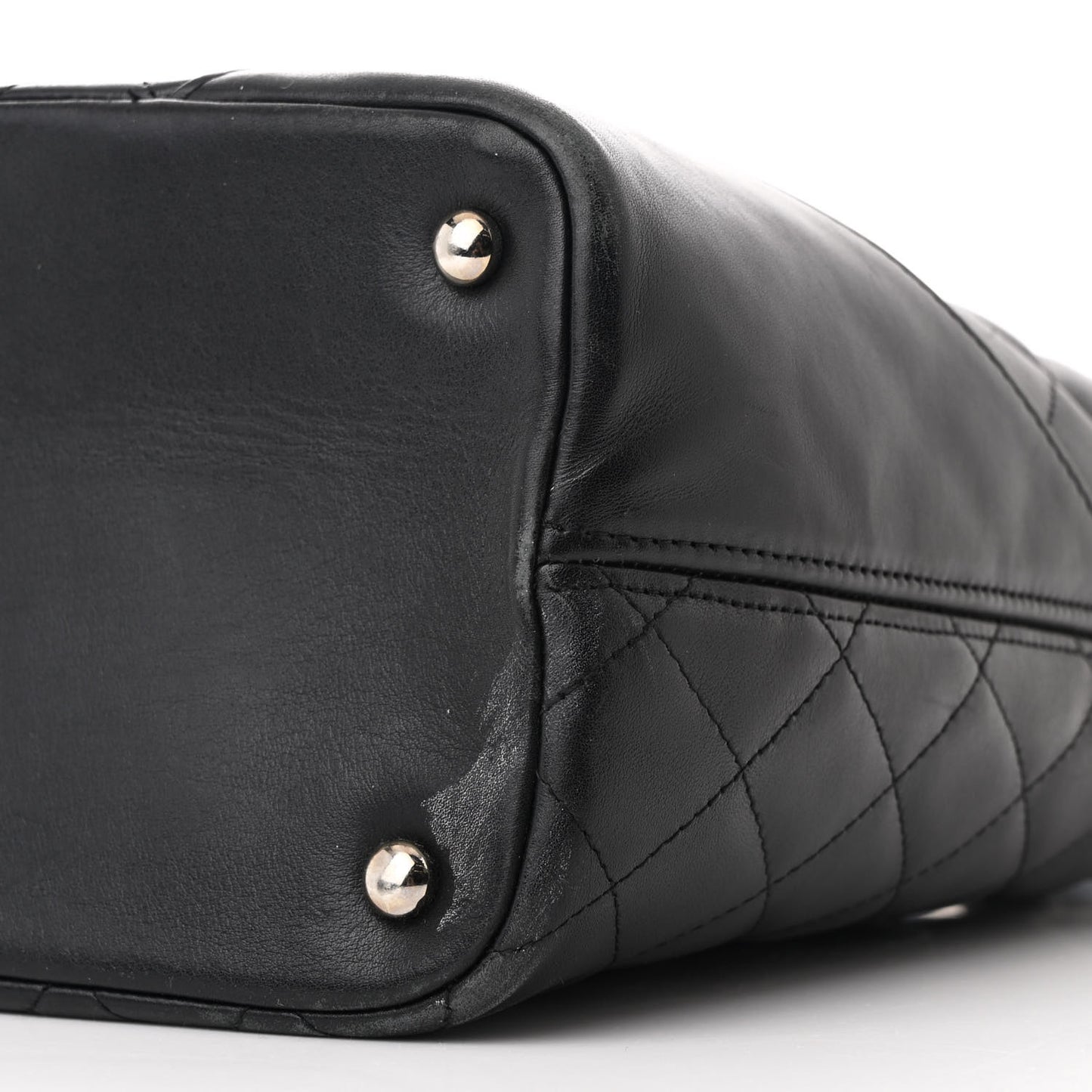 Calfskin Quilted Medium Cambon Tote Black White