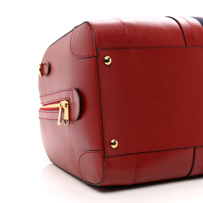 Gucci Textured Dollar Calfskin Web Large Duffle Bag Red 7 of 10