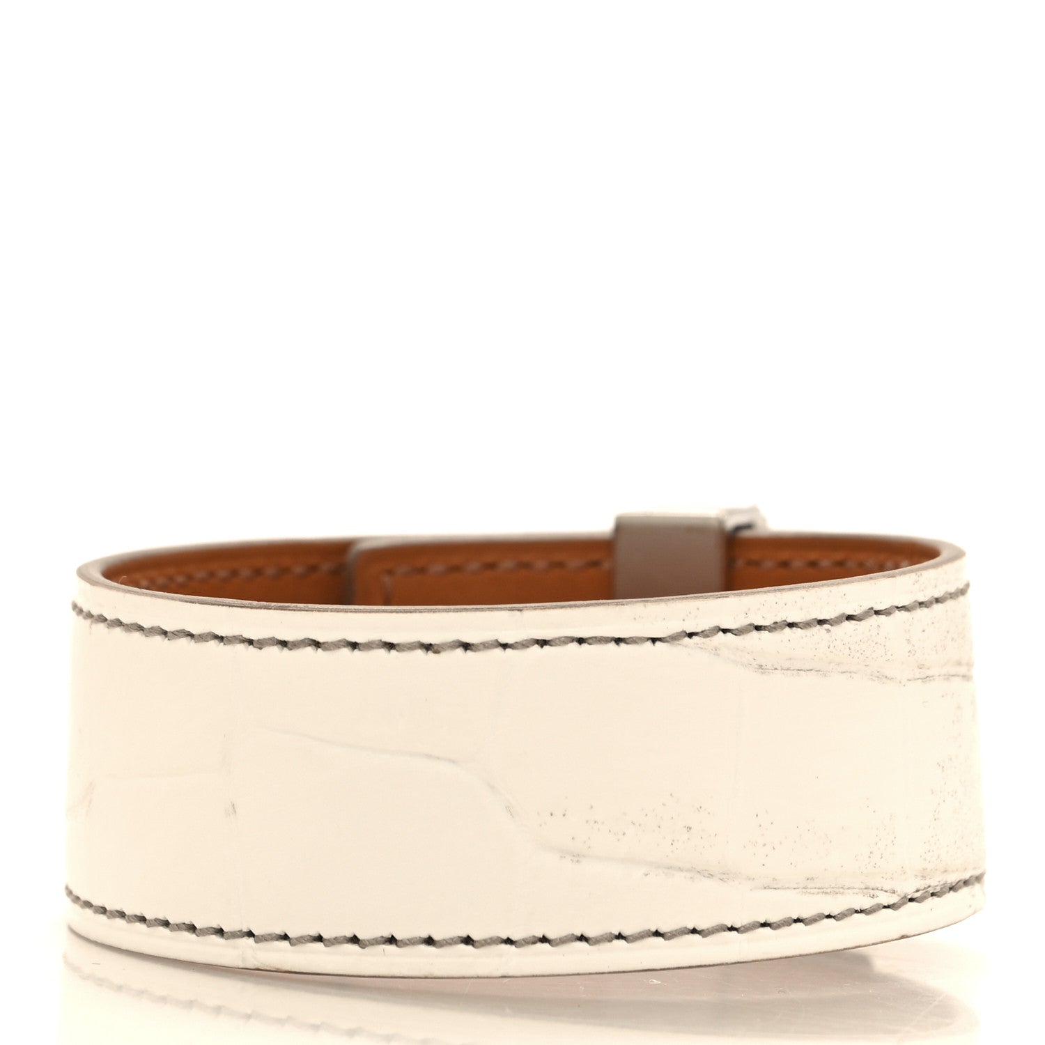 Hermes Matte Niloticus Crocodile Himalaya Collier De Chien CDC 24 Bracelet T3 Blanc 3 of 6