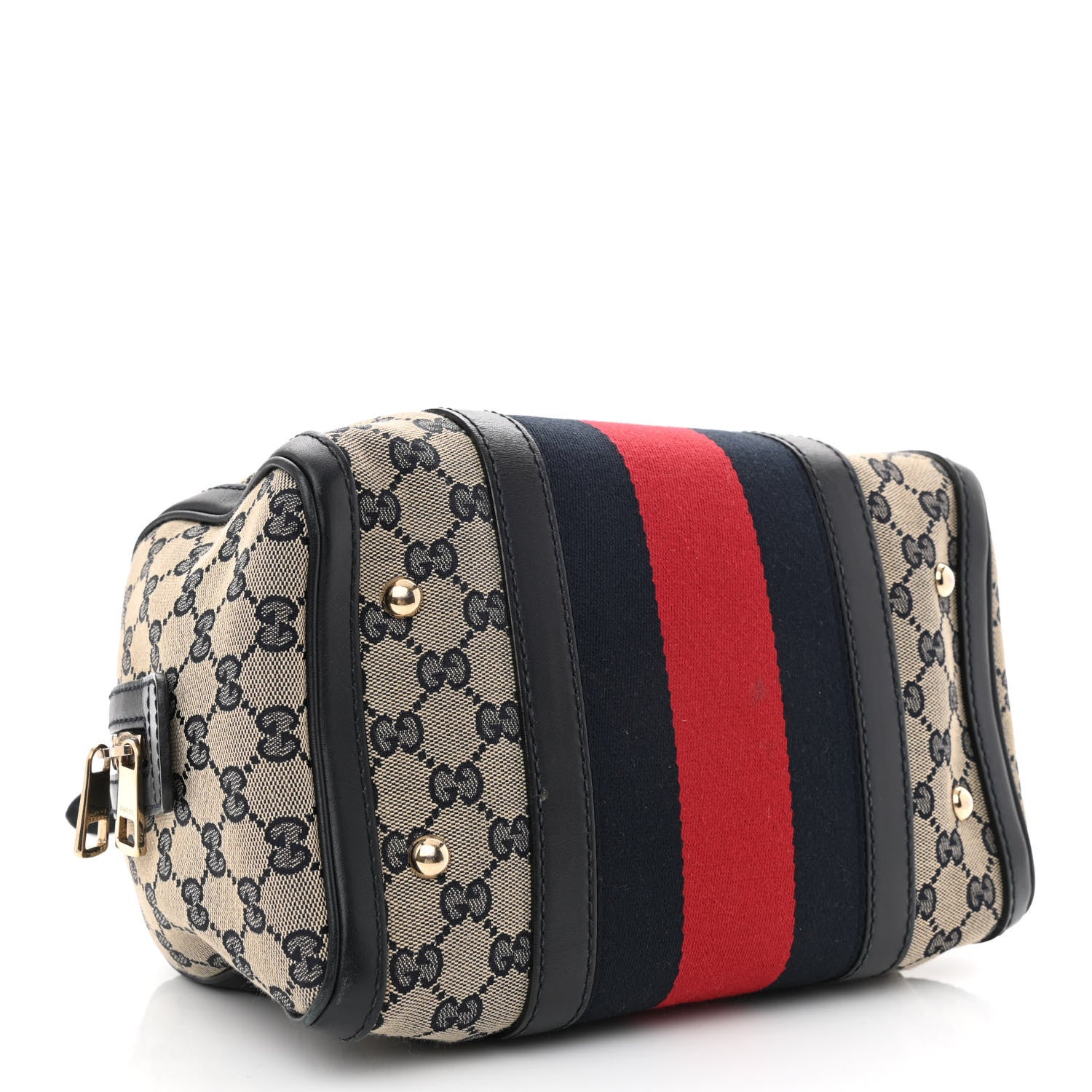 Gucci Monogram Vintage Web Small Boston Navy 4 of 12