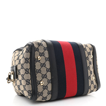 Gucci Monogram Vintage Web Small Boston Navy 4 of 12