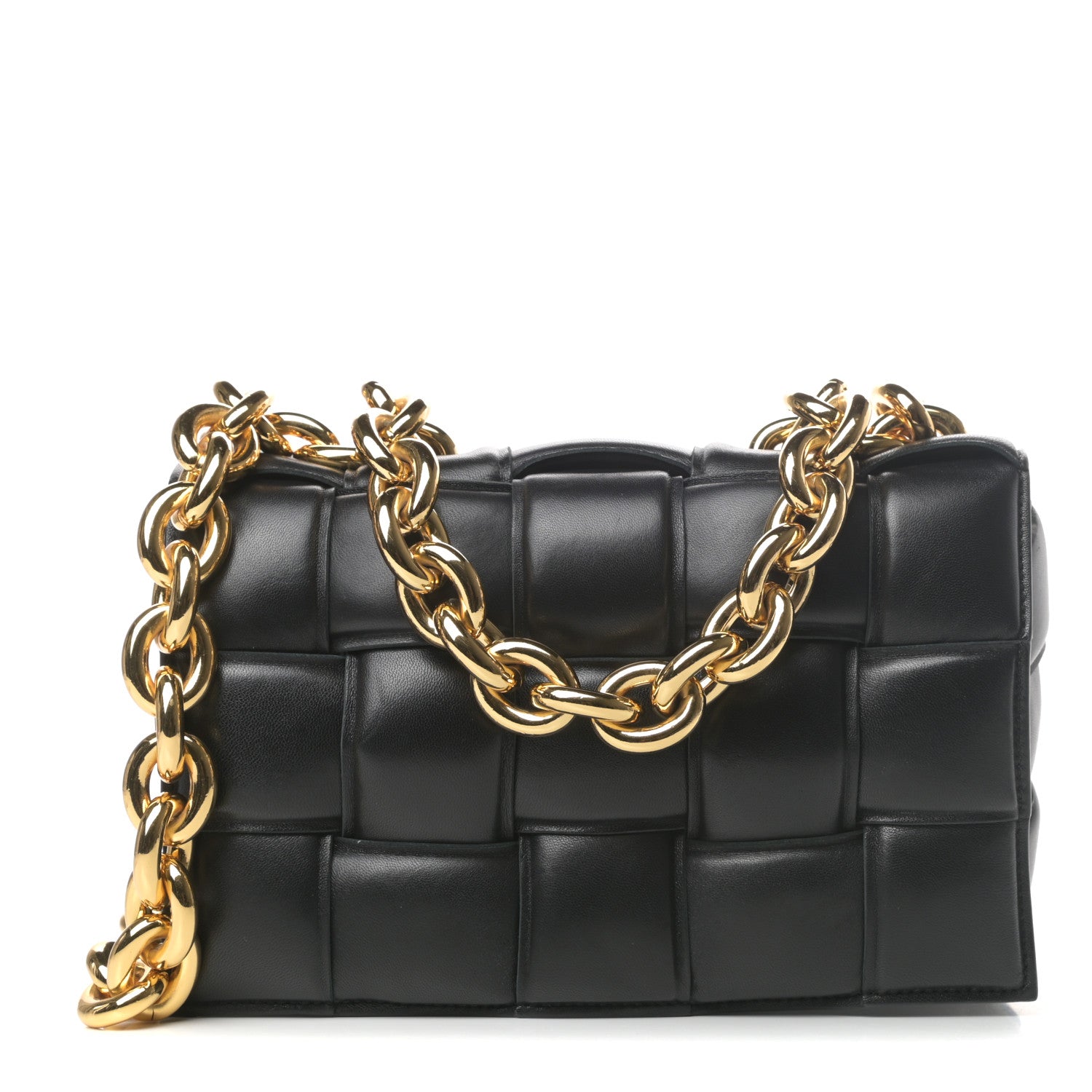 Bottega Veneta Lambskin Maxi Intreccio Padded Chain Cassette Crossbody Bag Black 1 of 8