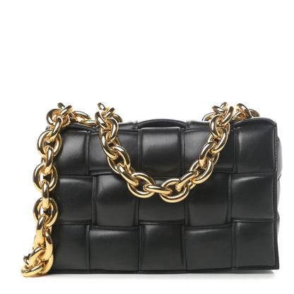 Bottega Veneta Lambskin Maxi Intreccio Padded Chain Cassette Crossbody Bag Black 1 of 8