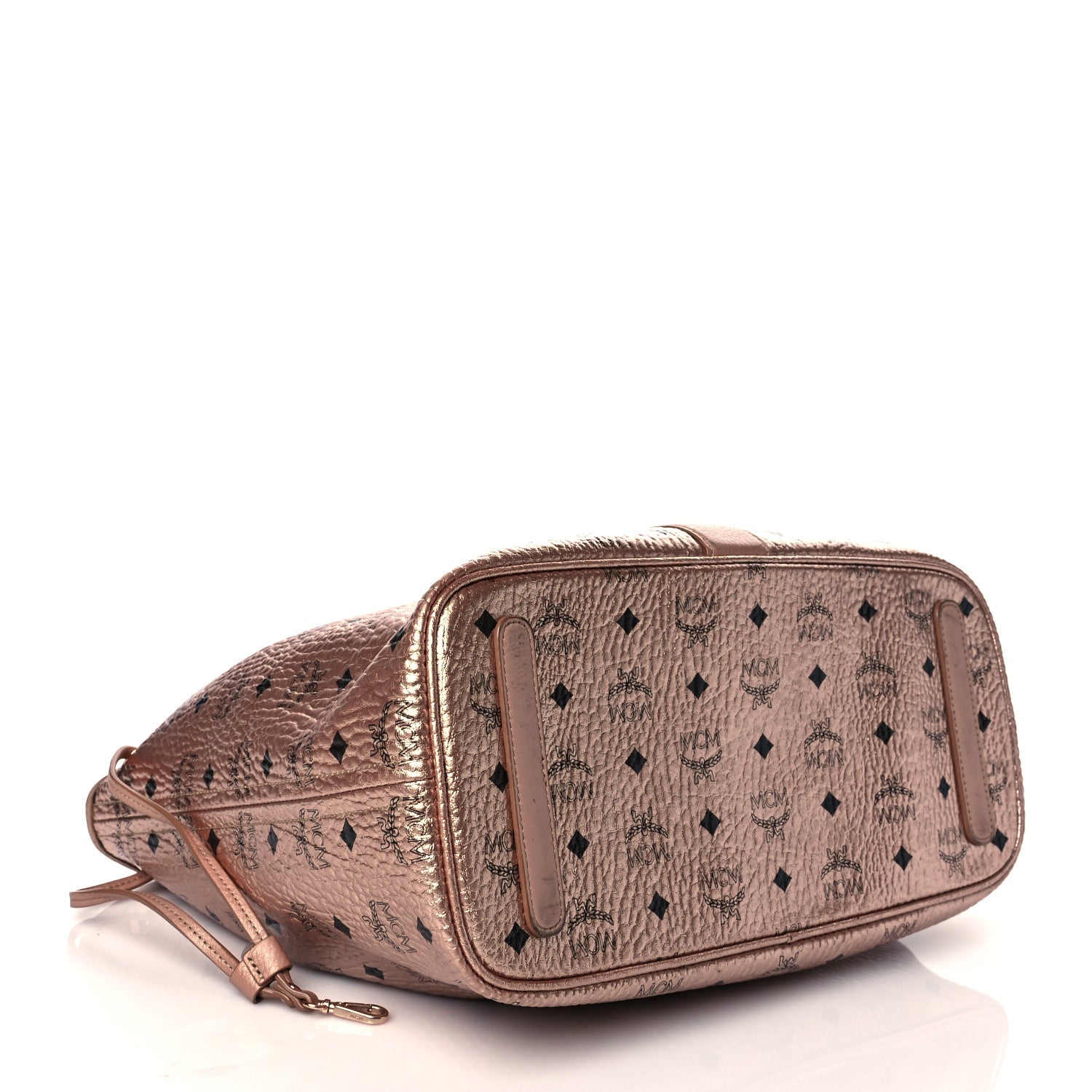 MCM Metallic Visetos Medium Liz Reversible Shopper Tote Champagne Gold 5 of 18