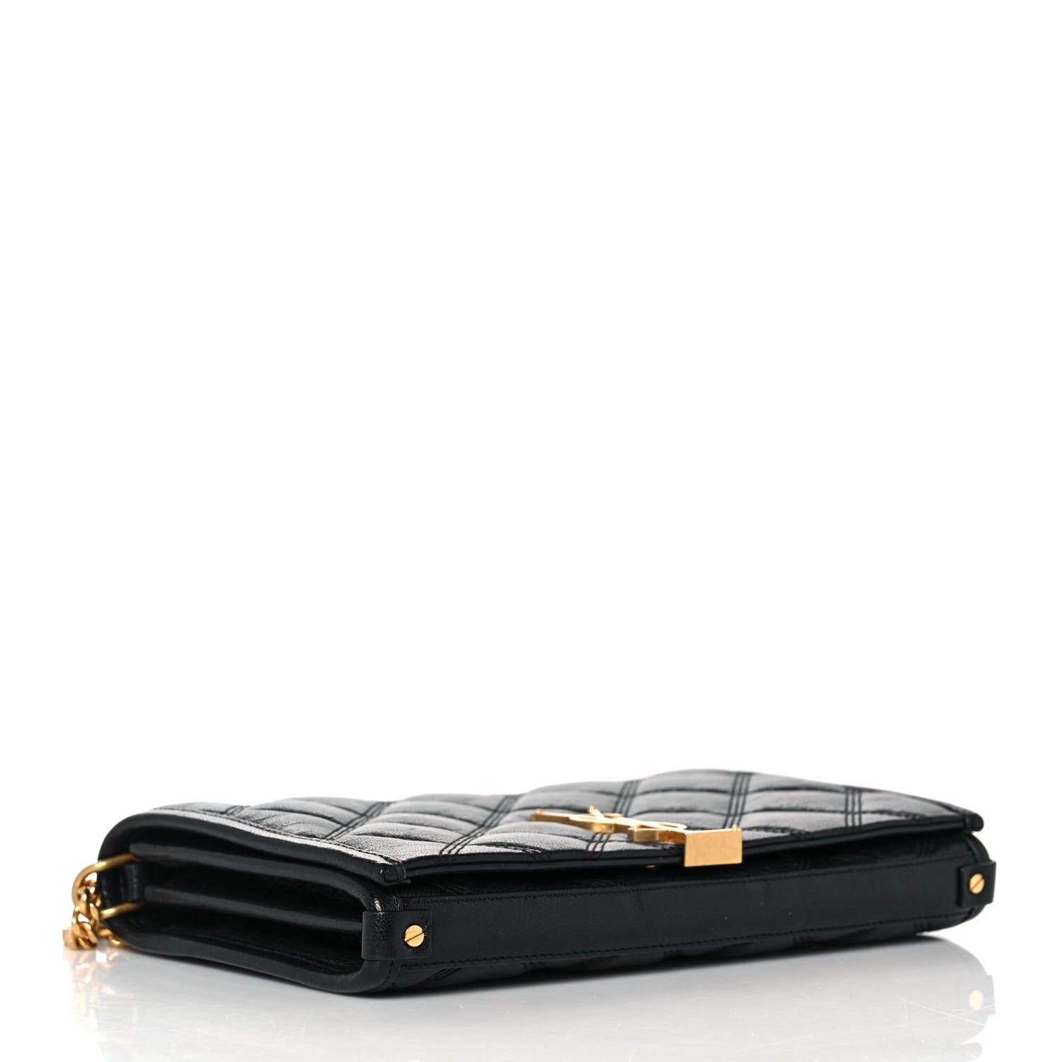 Saint Laurent Lambskin Diamond Quilted Becky Chain Wallet Black 3 of 8